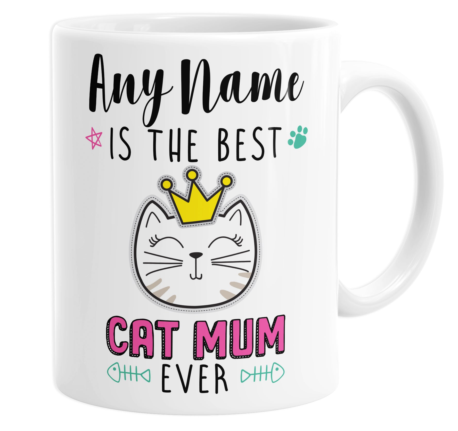 The Best Cat Mum Ever Personalised Custom Name Mug