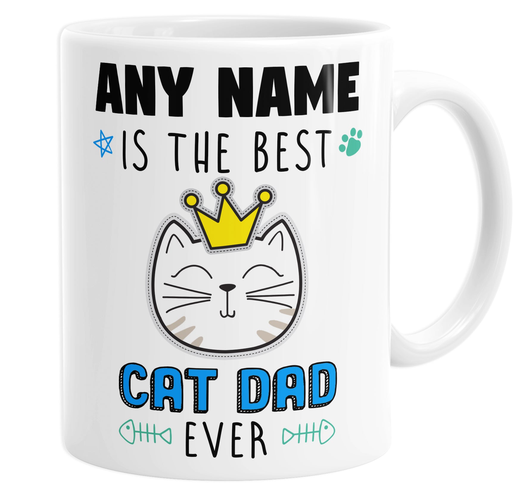The Best Cat Dad Ever Personalised Custom Name Mug