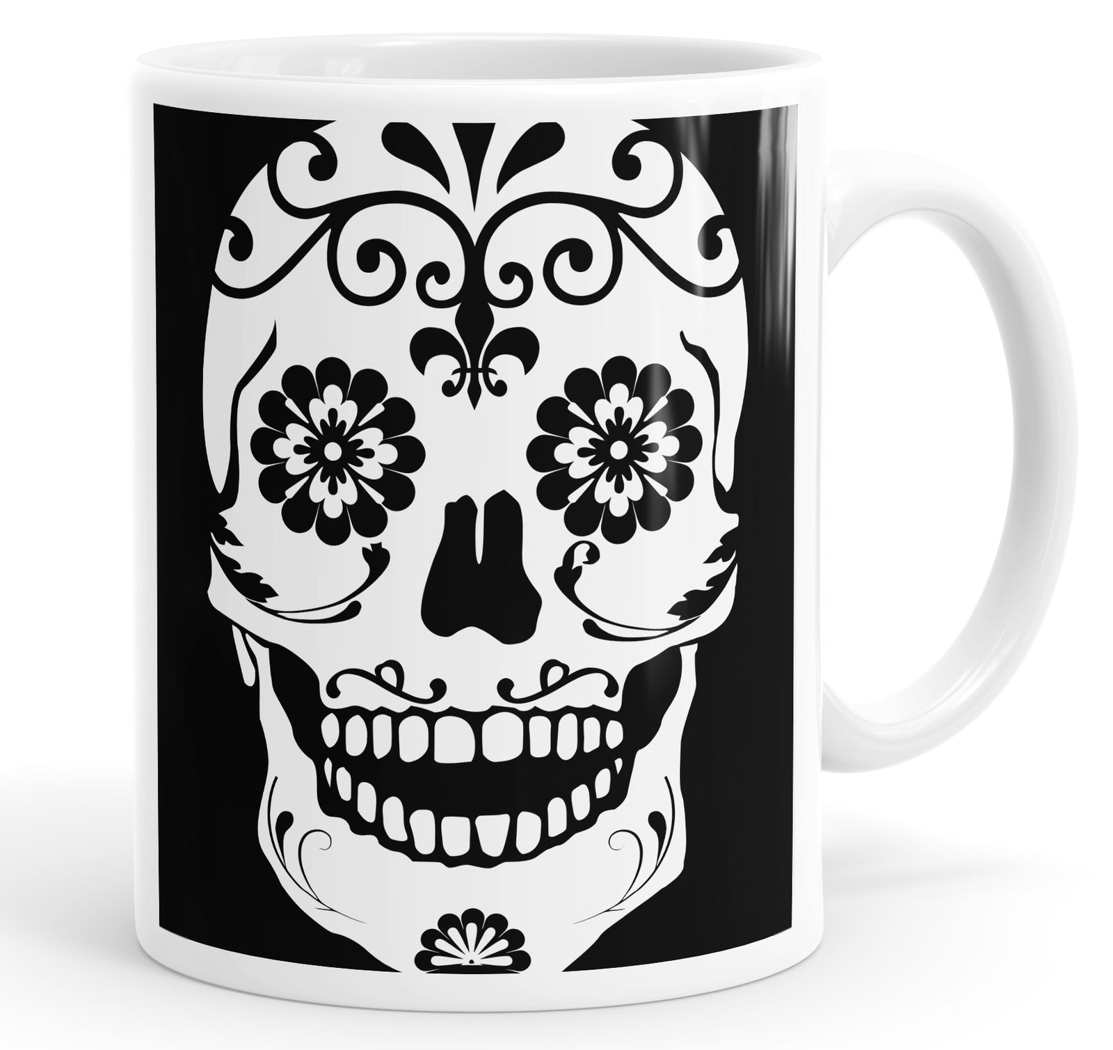 Floral Skull Mug Cup