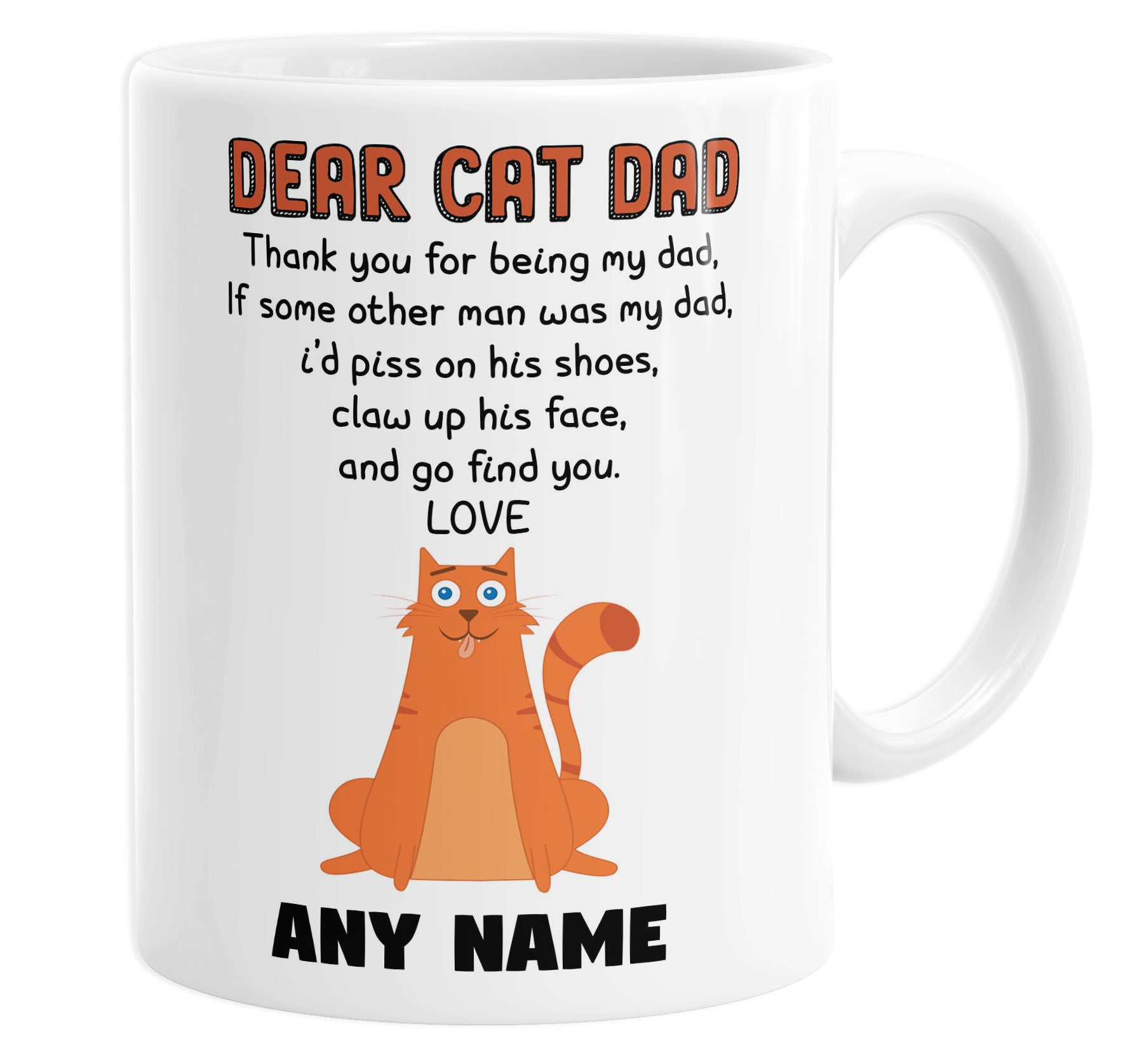 Dear Cat Dad Funny Personalised Custom Name Mug