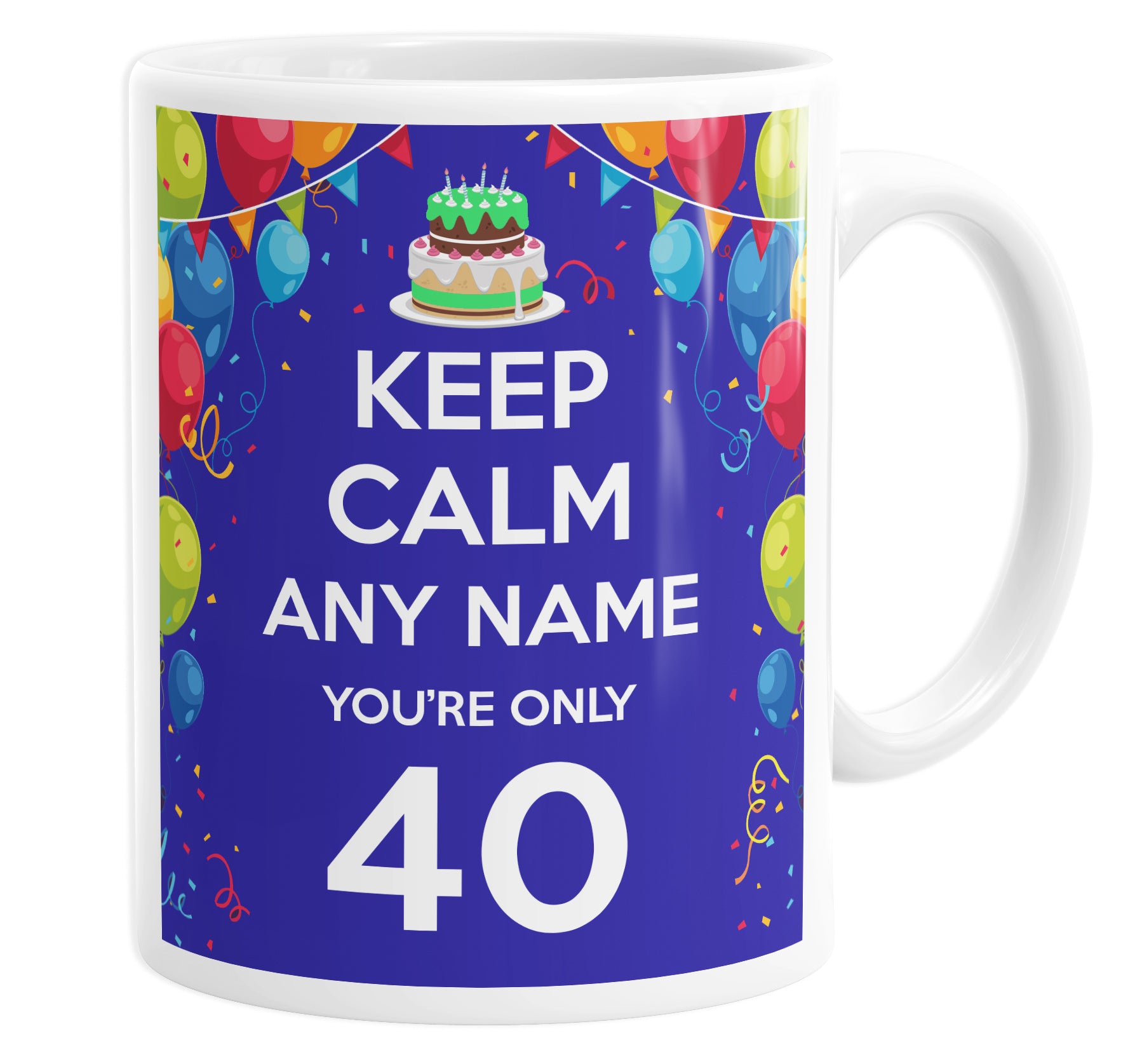 Keep Calm You're Only 40 Personalised Custom Name Mug