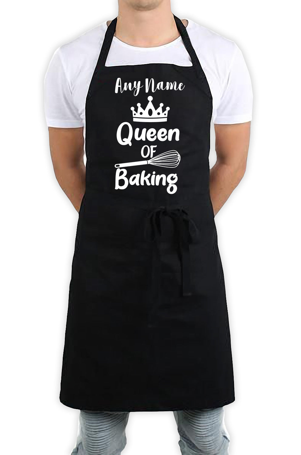 Personalised 'Any Name' Queen Of Baking Funny Kitchen BBQ Apron Black