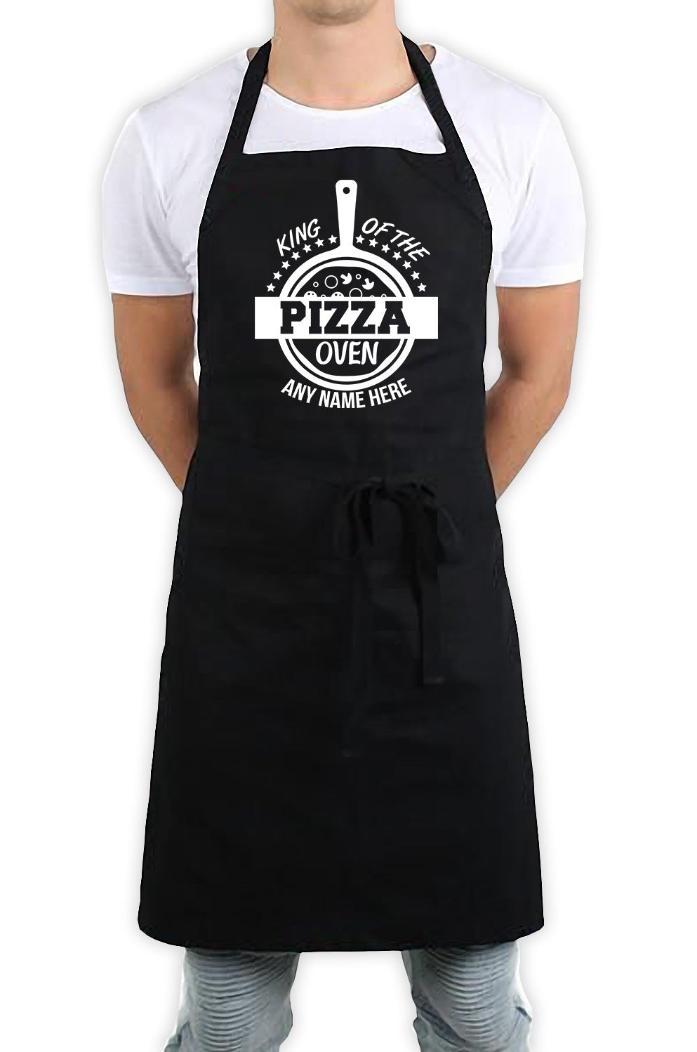 Personalised 'Any Name' King Of The Pizza Oven Funny Kitchen BBQ Apron Black