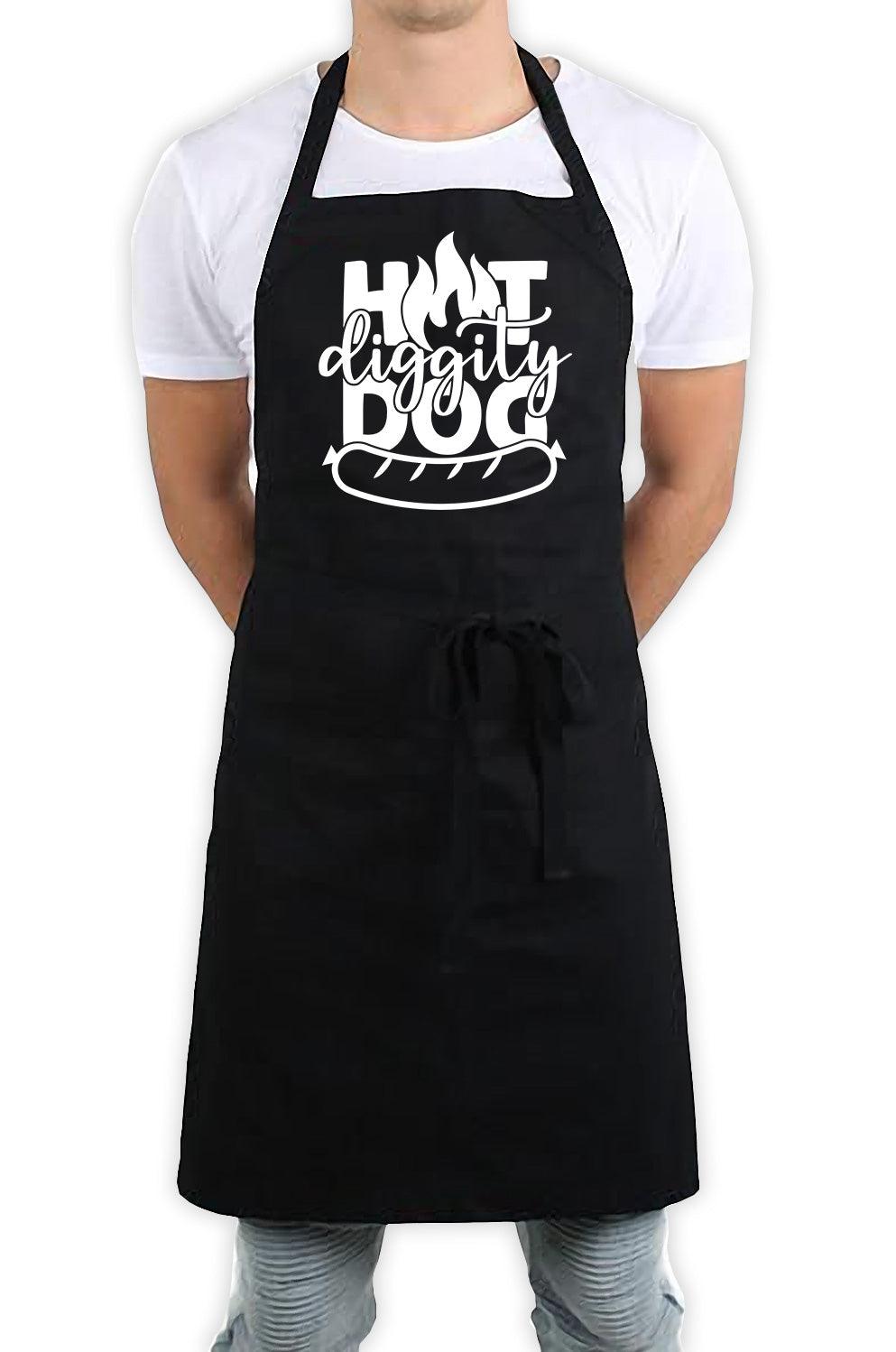 Hot Diggity Dog Funny Kitchen BBQ Apron Black