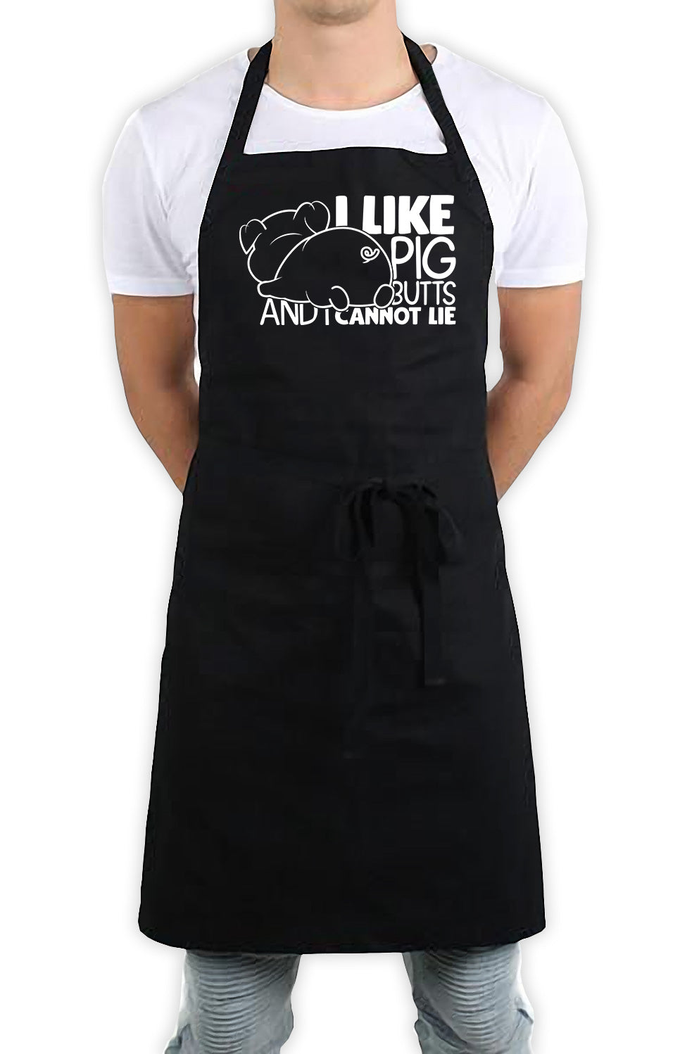 I Like Pig Butts And I Cannot Lie Funny Kitchen BBQ Apron Black