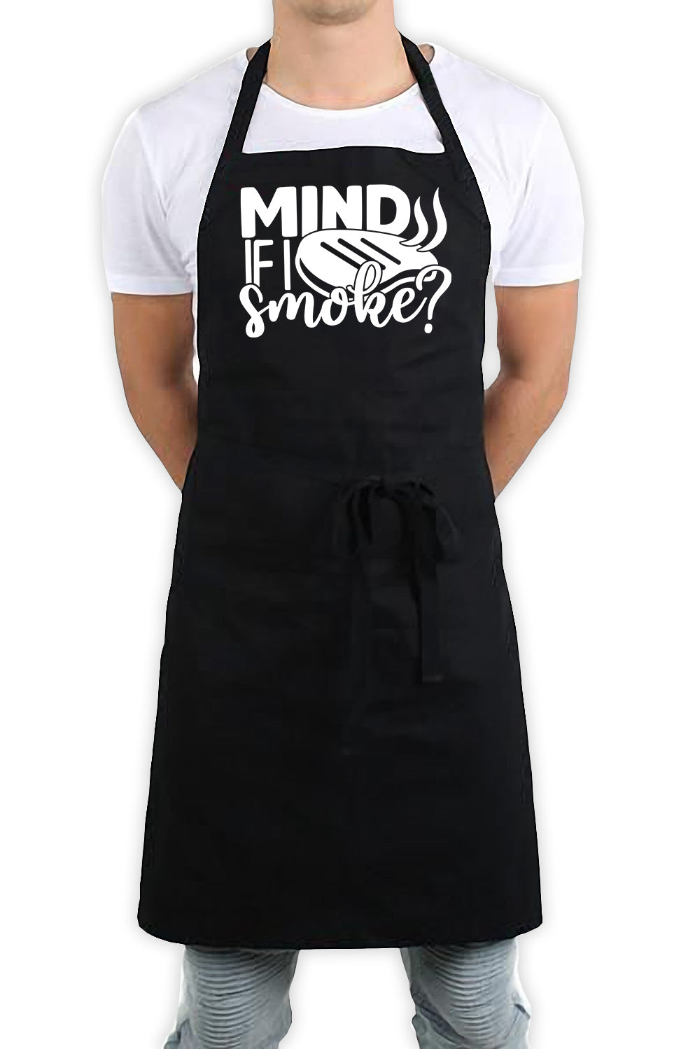 Mind If I Smoke? Funny Kitchen BBQ Apron Black