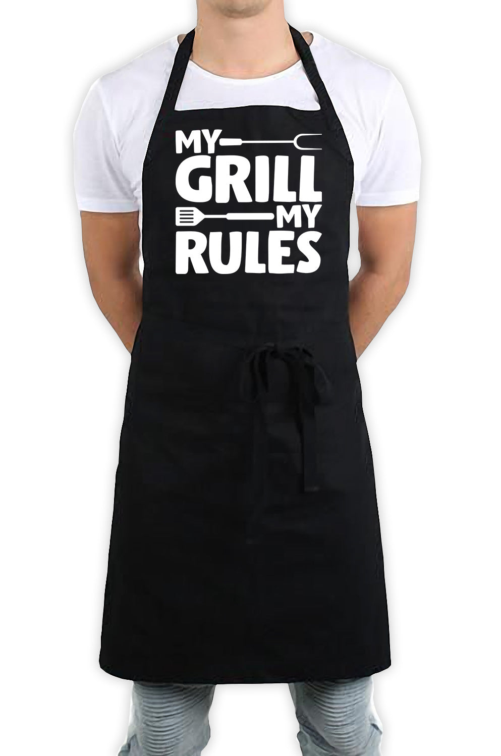 My Grill My Rules Funny Kitchen BBQ Apron Black