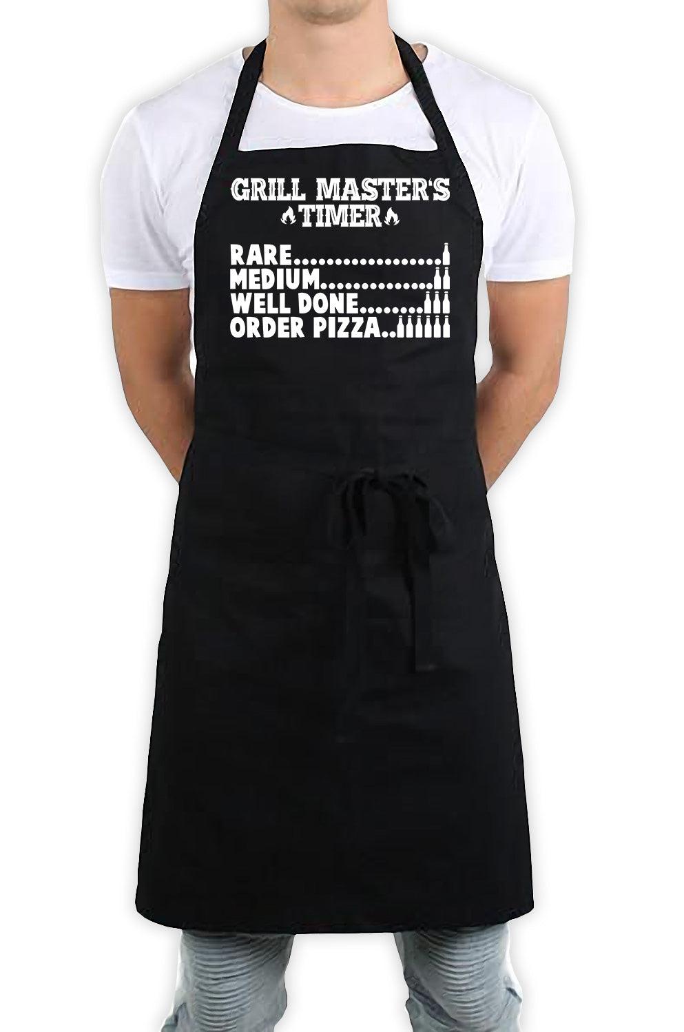 Grill Masters Timer Funny Kitchen BBQ Apron Black