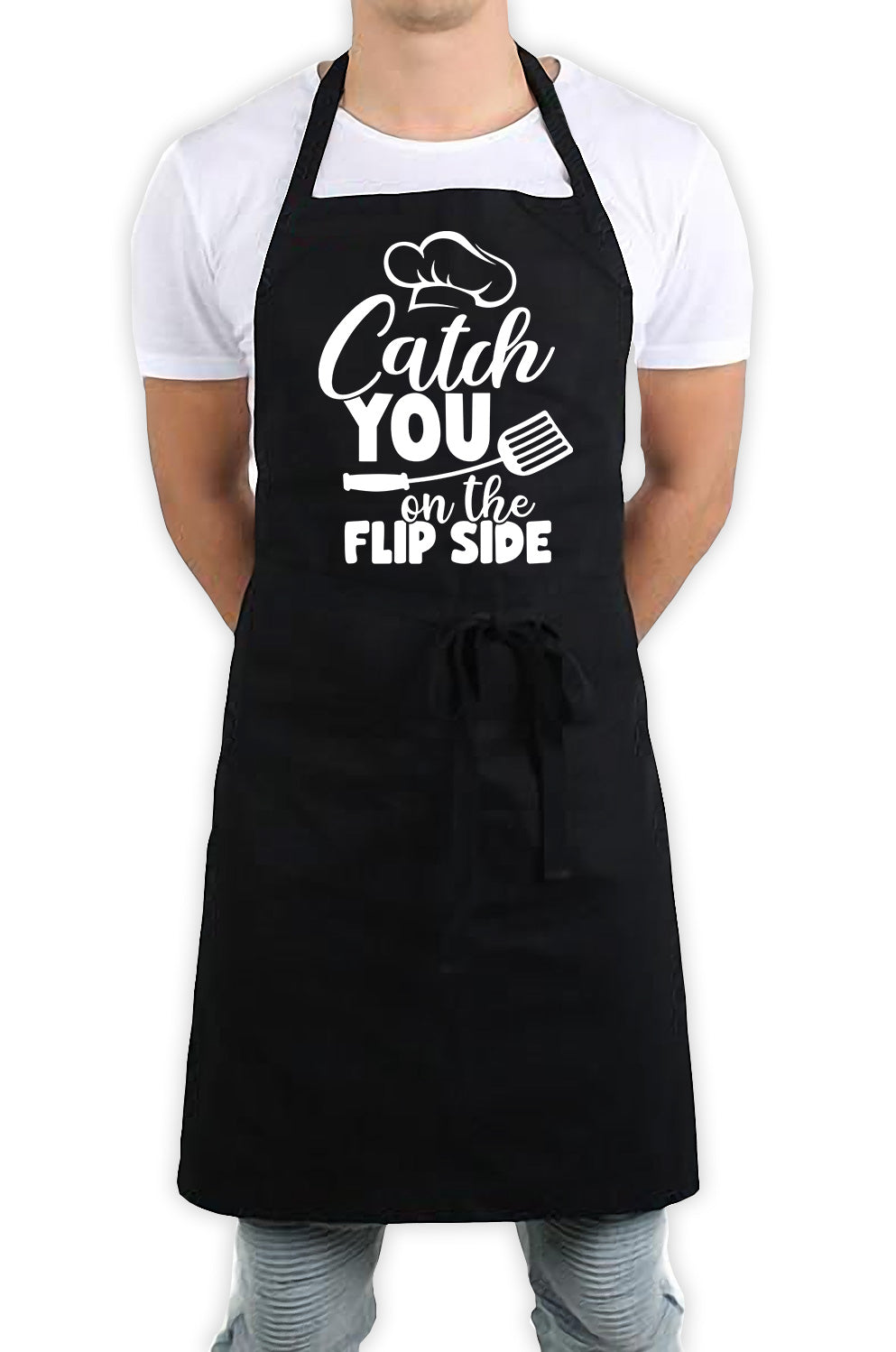 Catch You On The Flip Side Funny Kitchen BBQ Apron Black