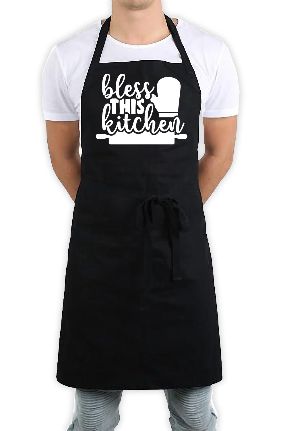 Bless This Kitchen Funny Kitchen BBQ Apron Black