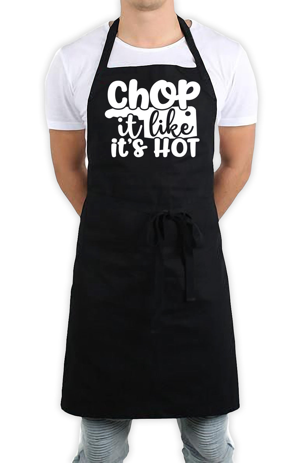 Chop It Like It's Hot Funny Kitchen BBQ Apron Black