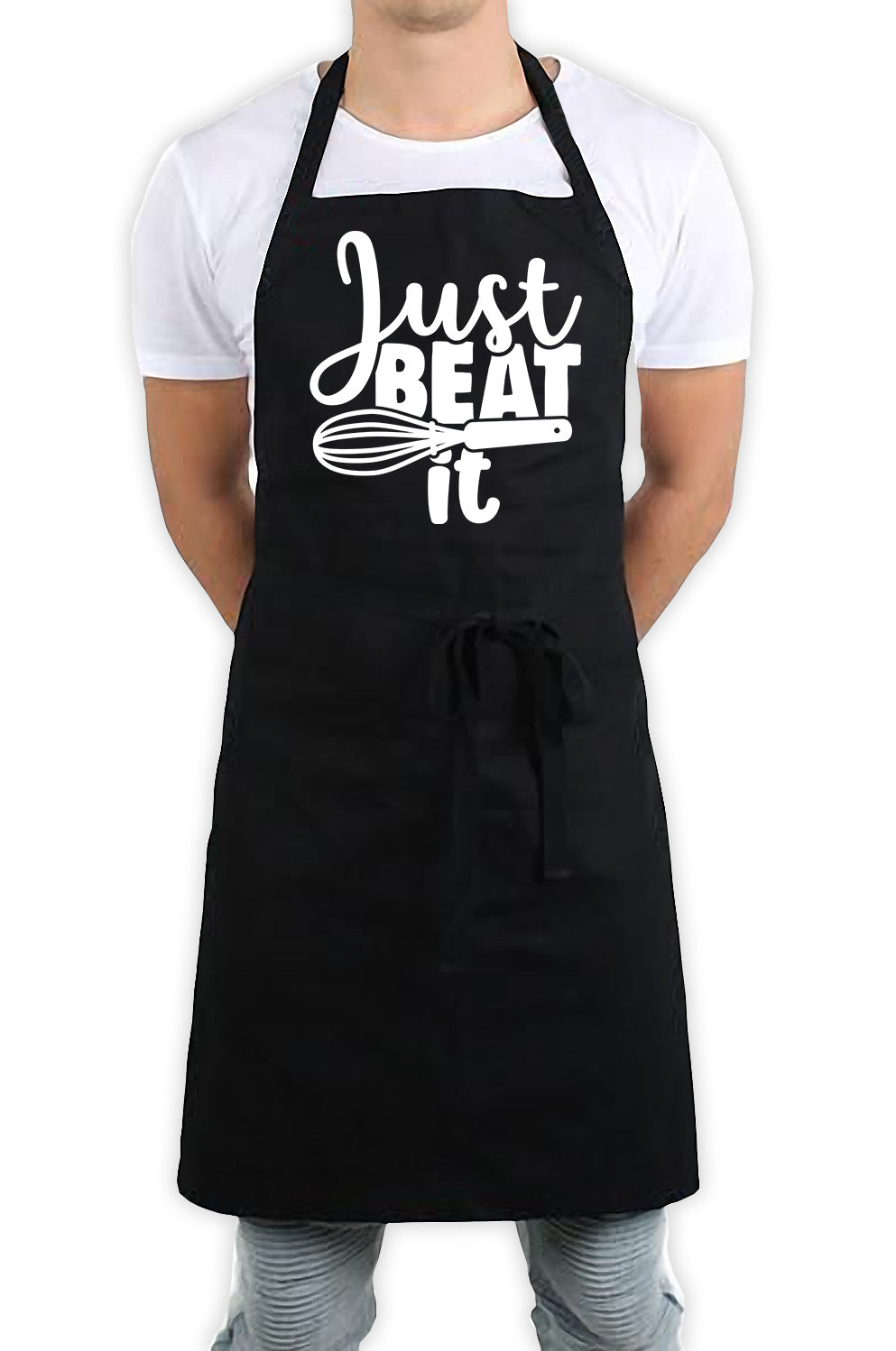 Just Beat It Funny Kitchen BBQ Apron Black