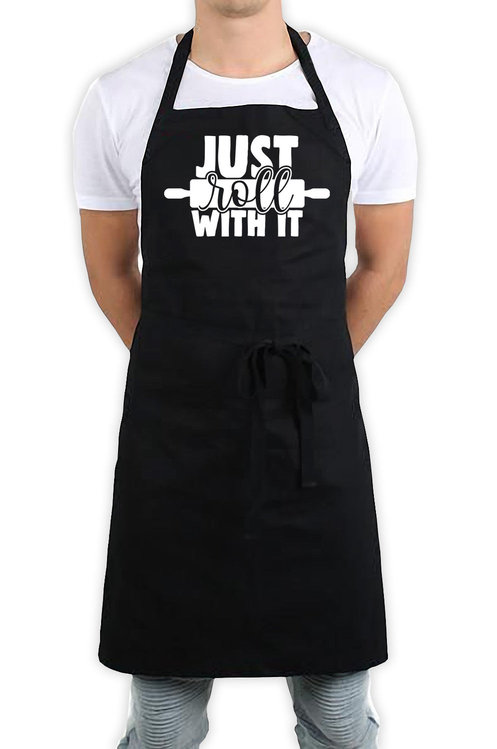 Just Roll With It Funny Kitchen BBQ Apron Black