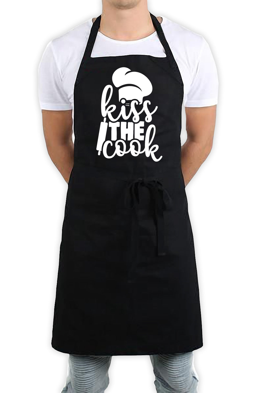 Kiss The Cook Funny Kitchen BBQ Apron Black