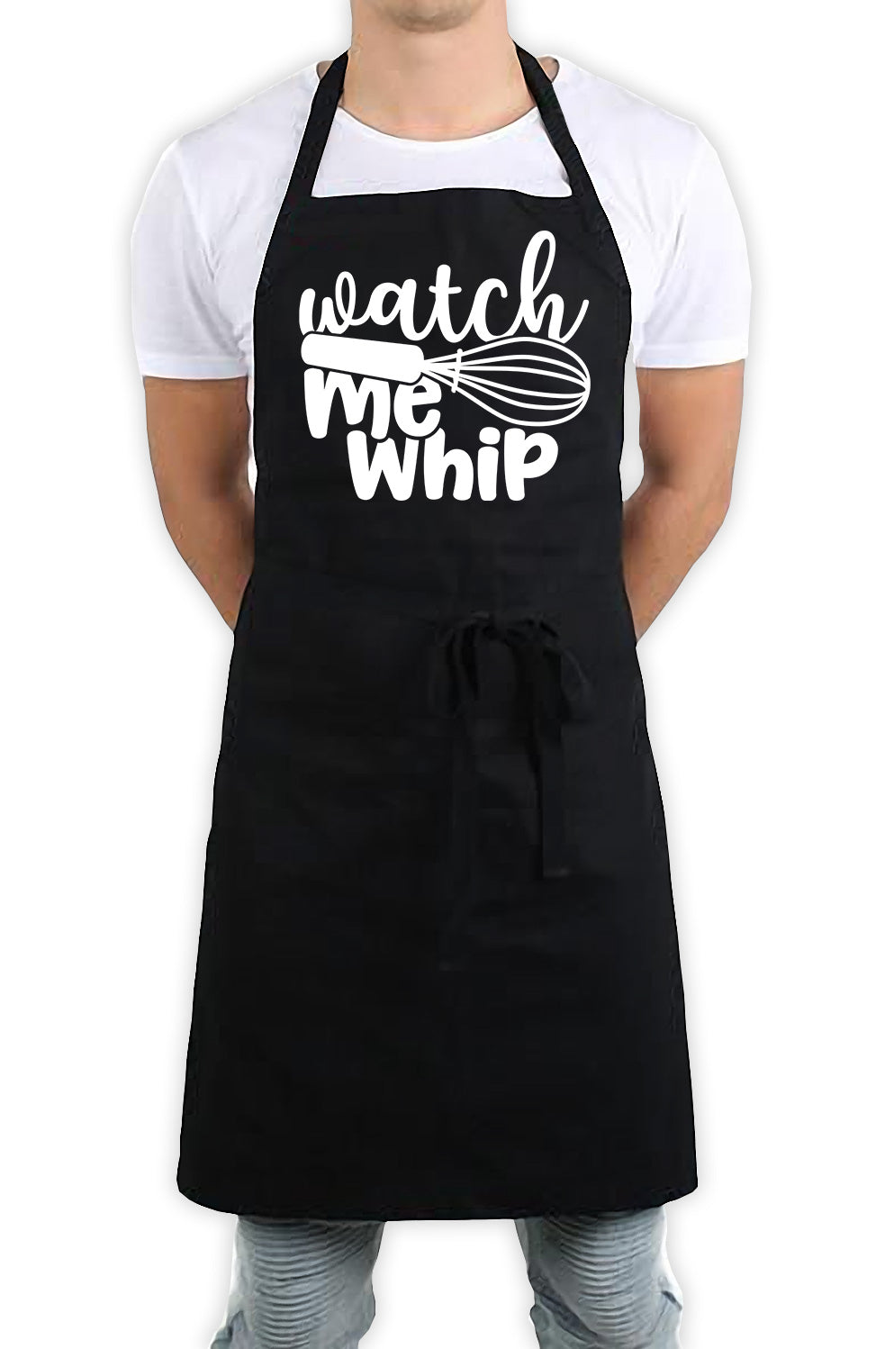 Watch Me Whip Funny Kitchen BBQ Apron Black