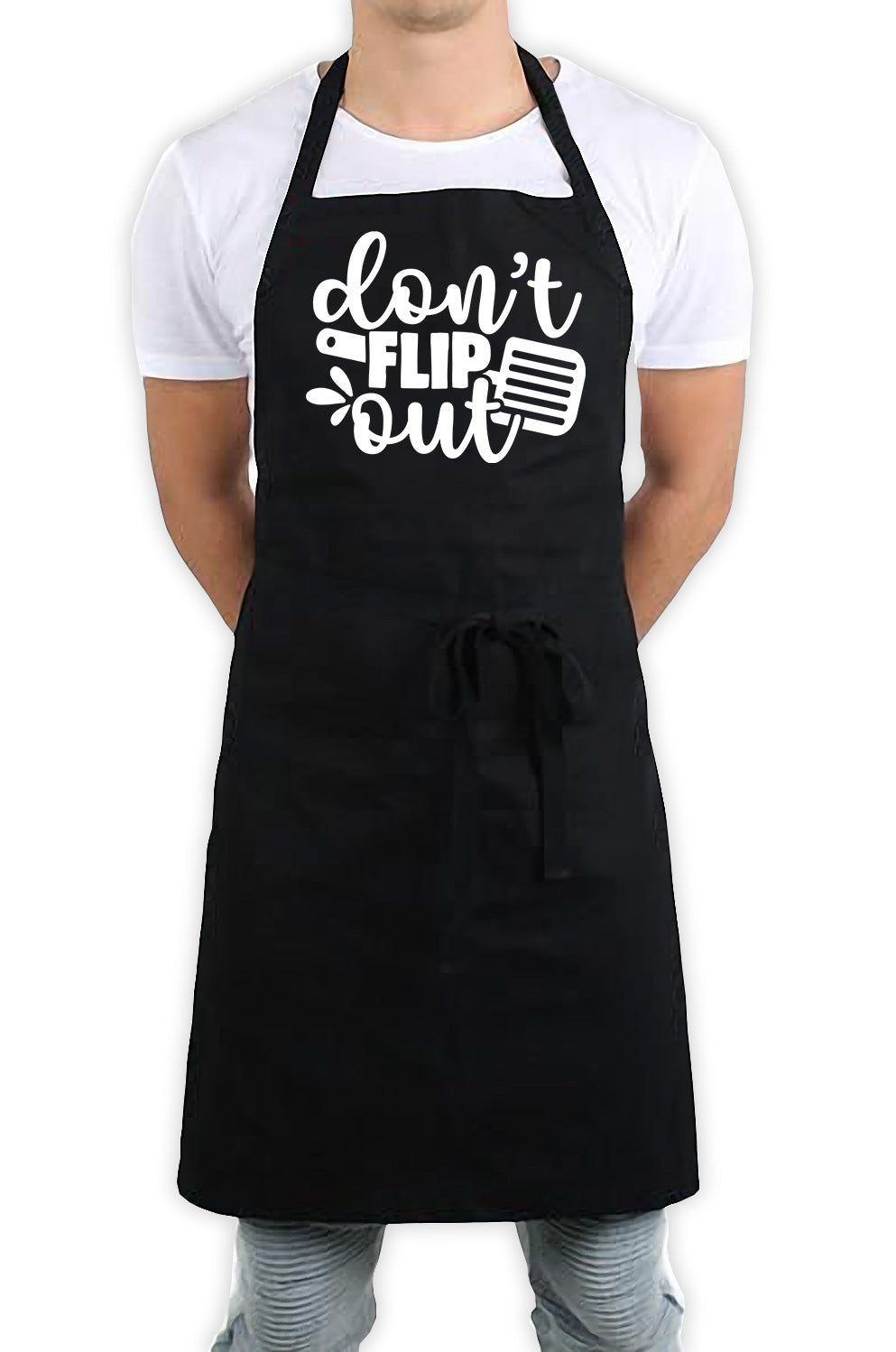 Don't Flip Out Funny Kitchen BBQ Apron Black