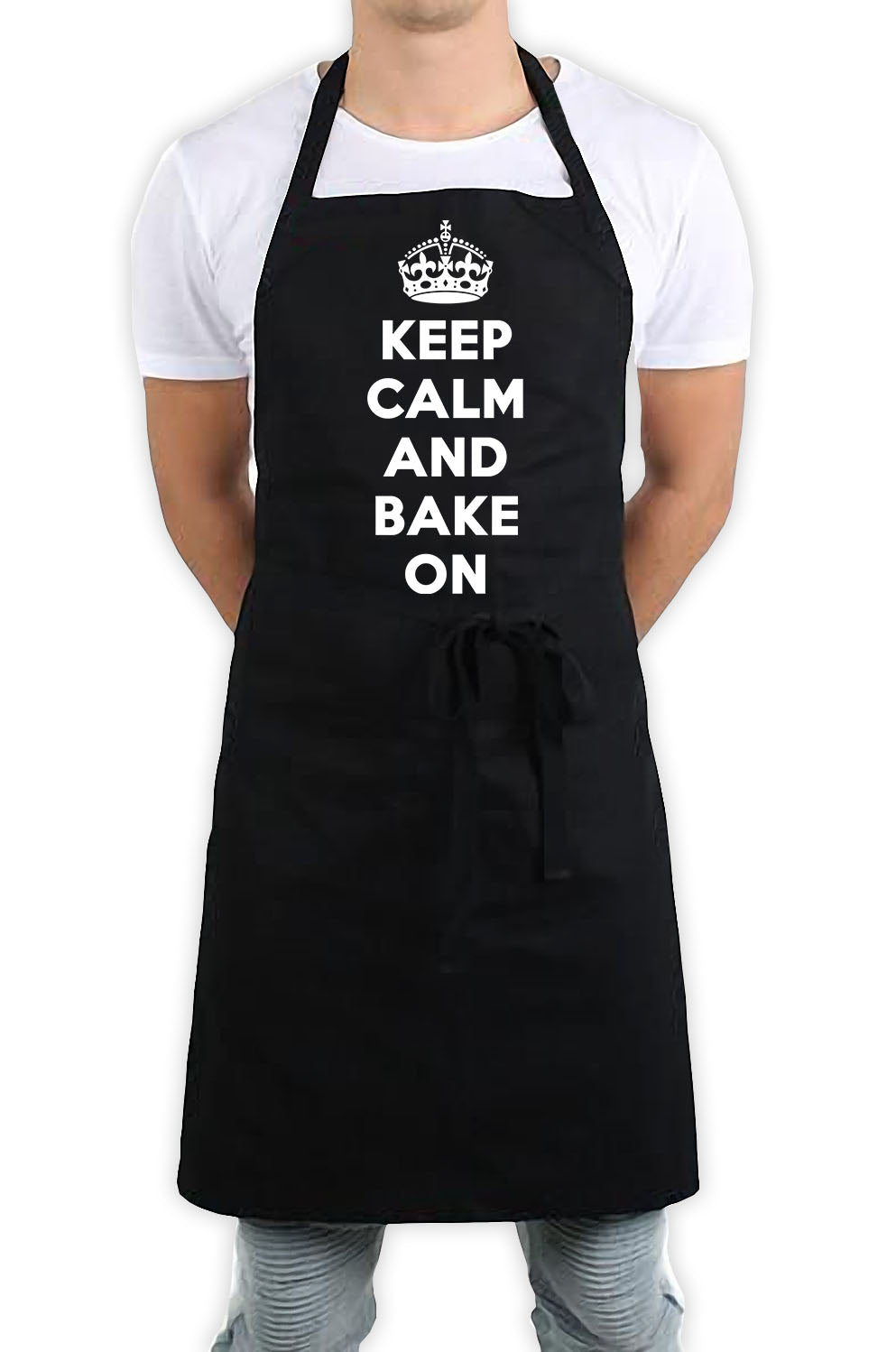 Keep Calm And Bake On Funny Kitchen BBQ Apron Black