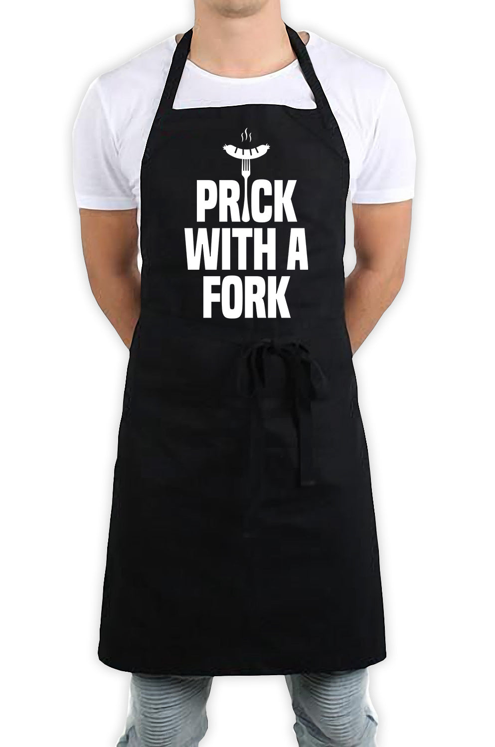 Prick With A Fork Funny Kitchen BBQ Apron Black