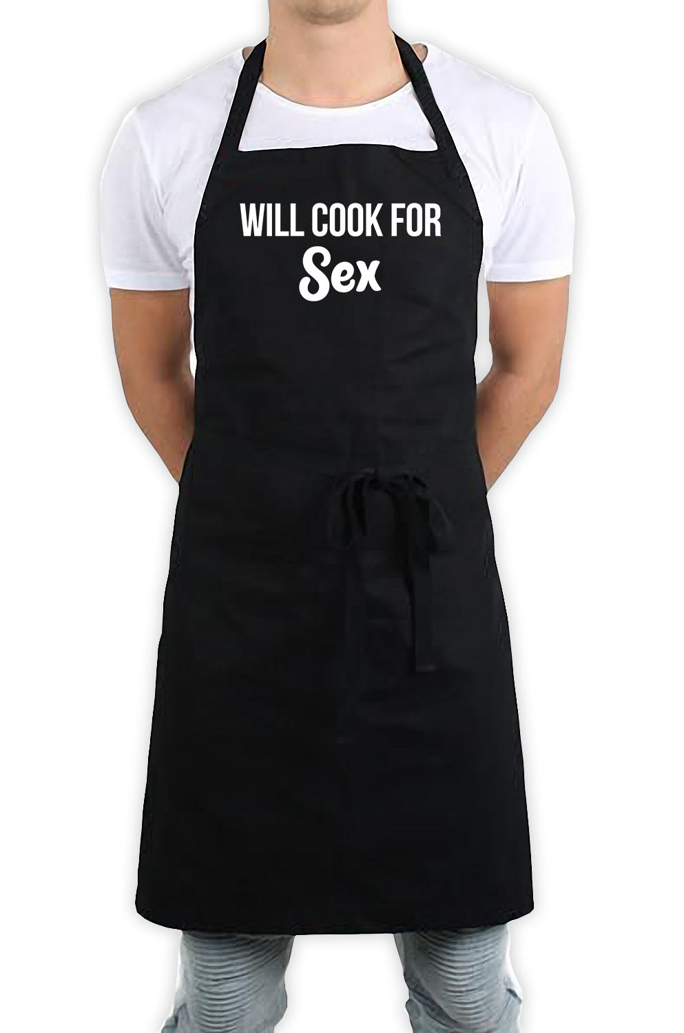 Will Cook For Sex Funny Kitchen BBQ Apron Black