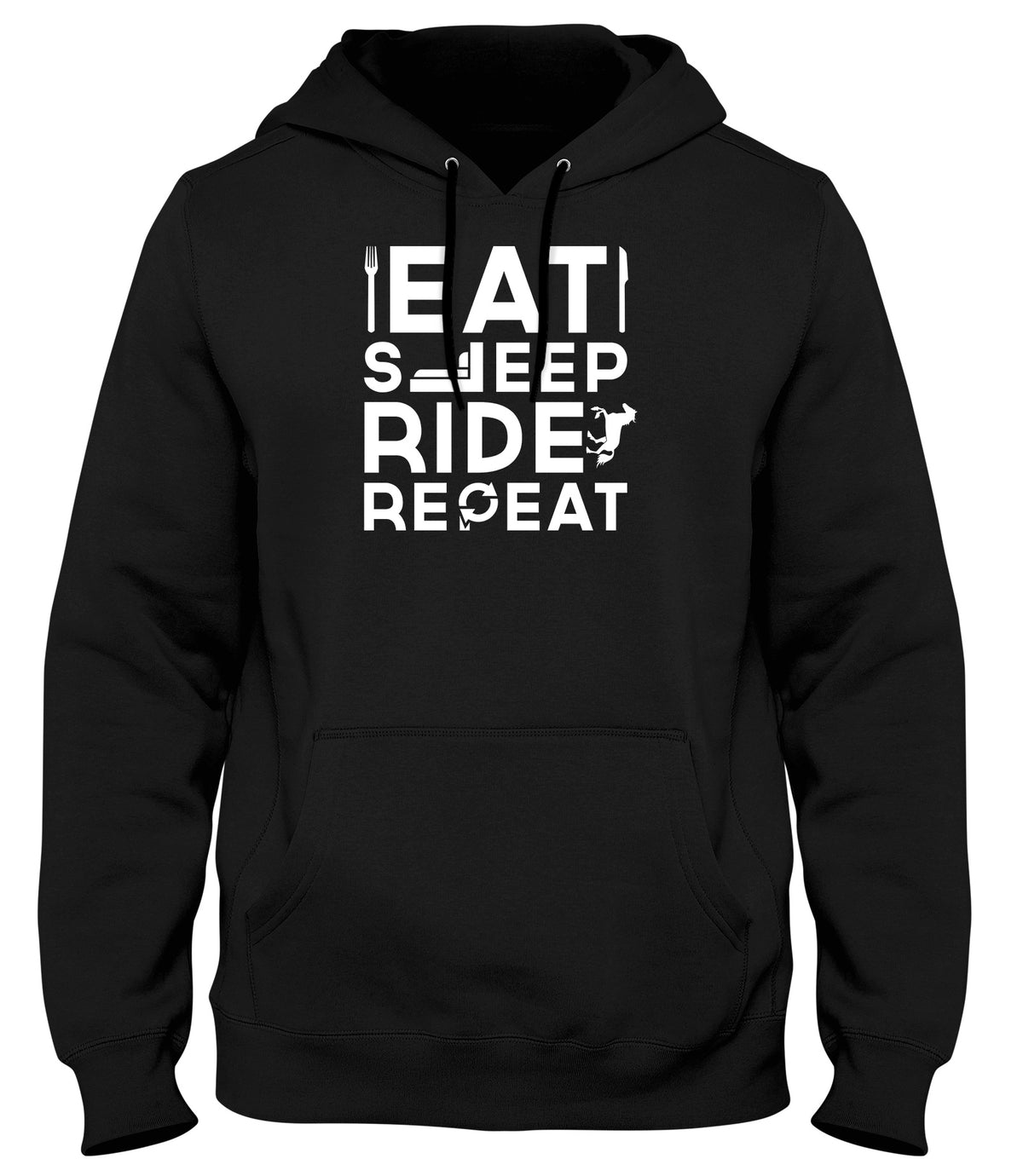 EAT SLEEP RIDE REPEAT WOMENS LADIES MENS UNISEX HOODIE