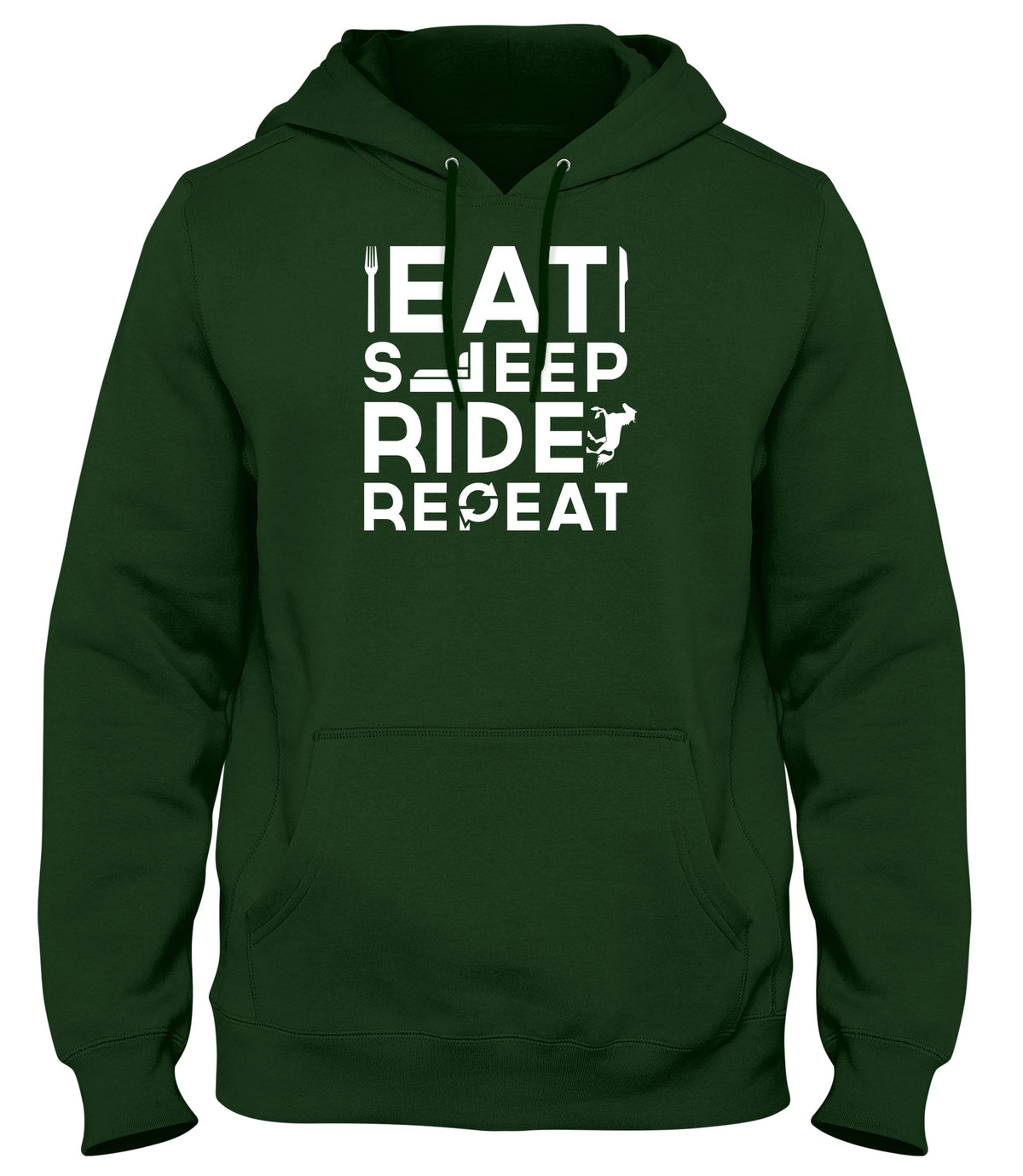 EAT SLEEP RIDE REPEAT WOMENS LADIES MENS UNISEX HOODIE