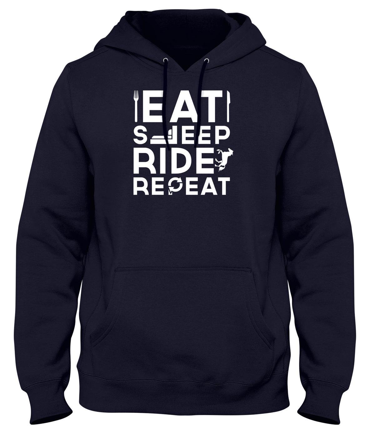 EAT SLEEP RIDE REPEAT WOMENS LADIES MENS UNISEX HOODIE