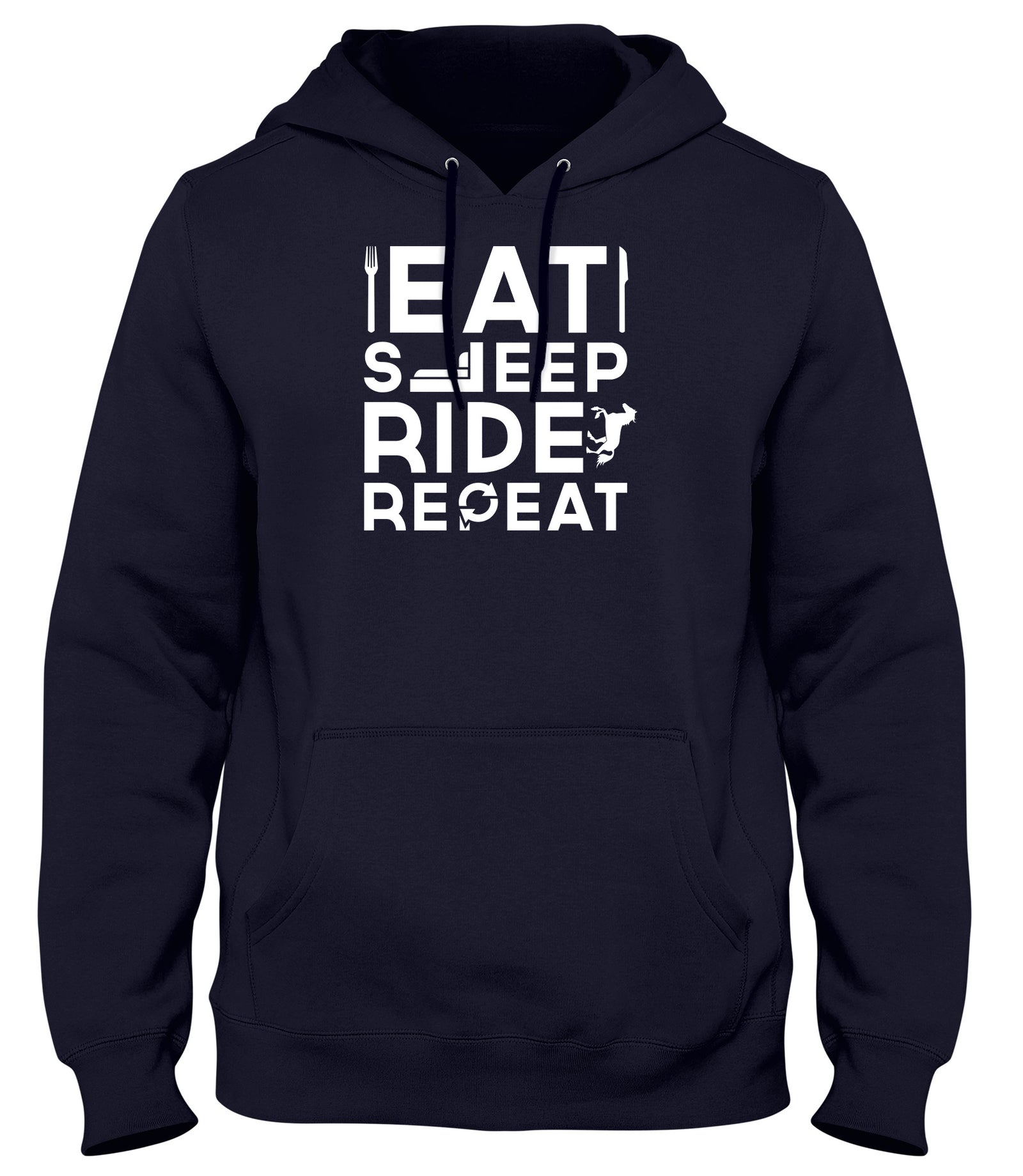 EAT SLEEP RIDE REPEAT WOMENS LADIES MENS UNISEX HOODIE