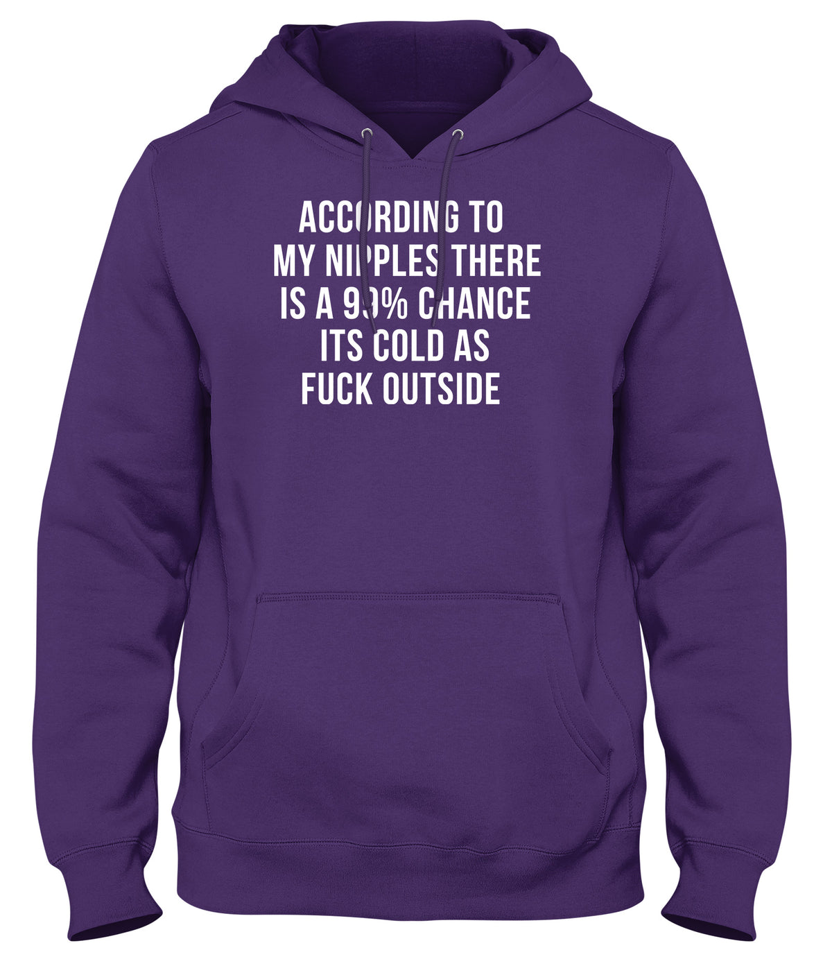 ACCORDING TO MY NIPPLES THERE IS A 99% CHANCE IT&#39;S COLD OUTSIDE MENS WOMENS UNISEX FUNNY HOODIE