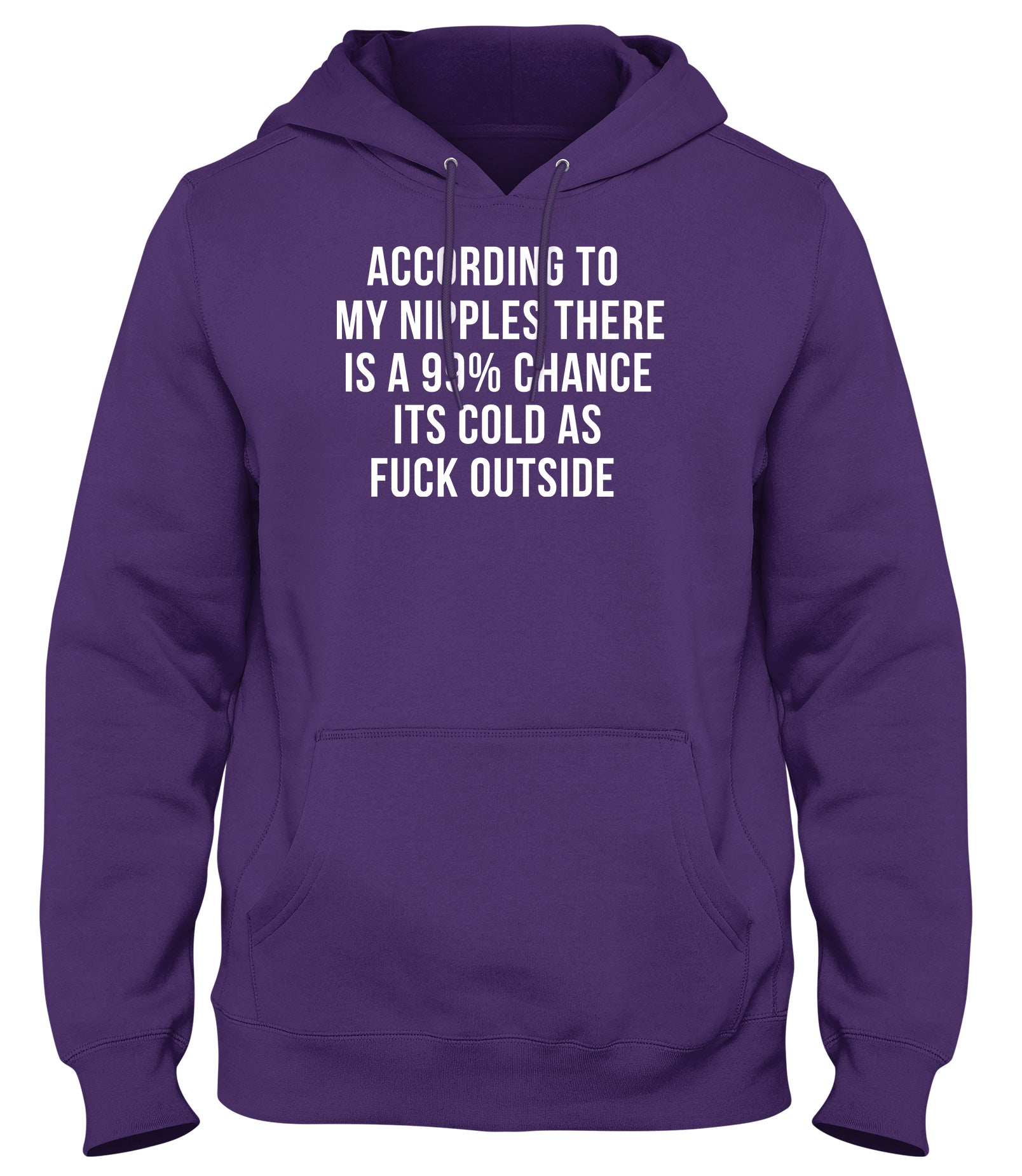ACCORDING TO MY NIPPLES THERE IS A 99% CHANCE IT'S COLD OUTSIDE MENS WOMENS UNISEX FUNNY HOODIE