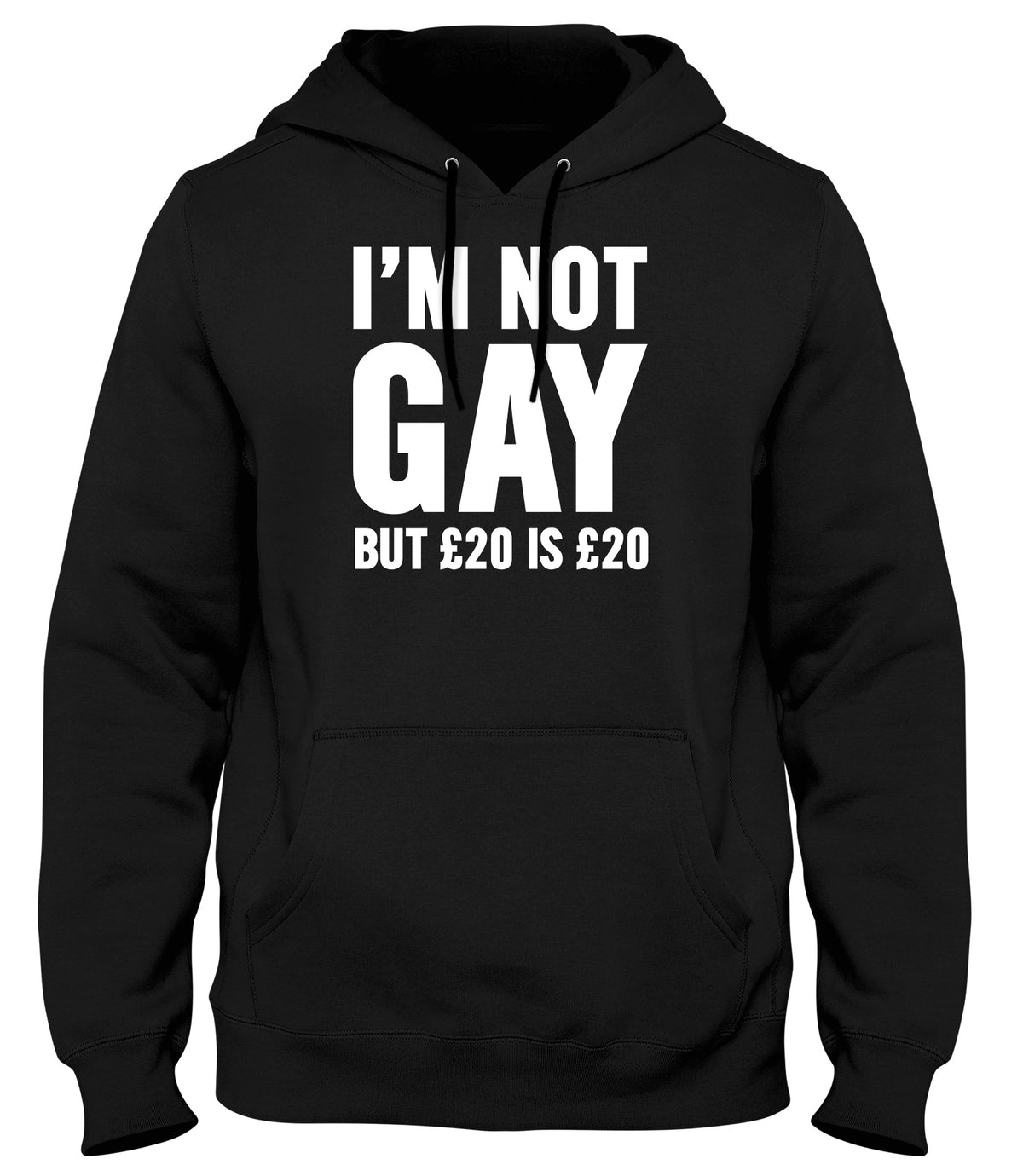 I&#39;M NOT GAY BUT £20 IS £20 MENS WOMENS LADIES UNISEX FUNNY SLOGAN HOODIE