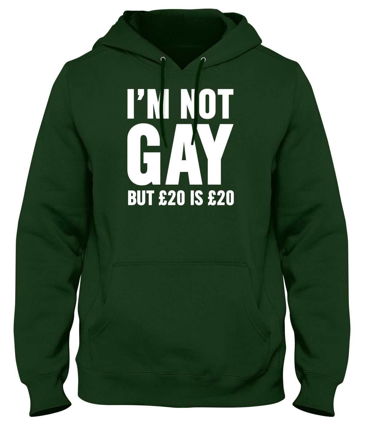 I&#39;M NOT GAY BUT £20 IS £20 MENS WOMENS LADIES UNISEX FUNNY SLOGAN HOODIE