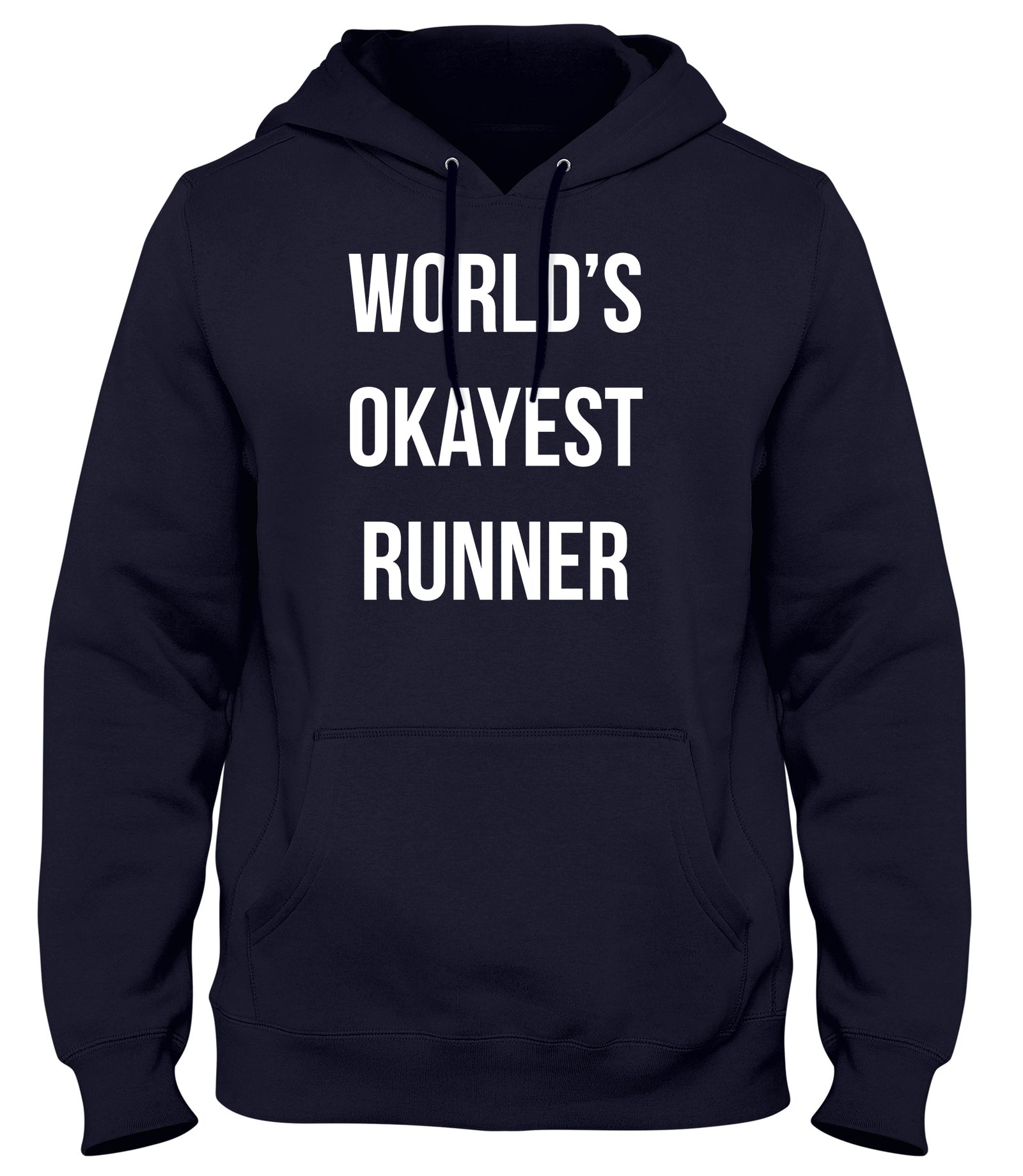 WORLD'S OKAYEST RUNNER MENS LADIES WOMENS UNISEX HOODIE