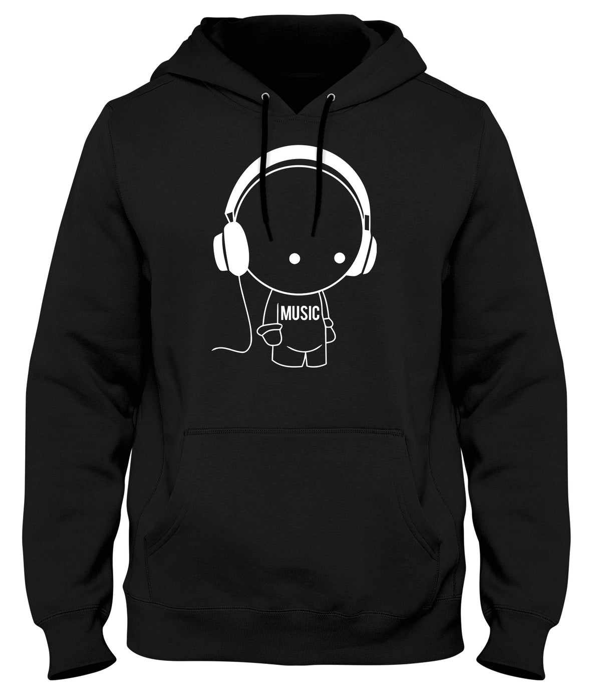 MUSIC CHARACTER WITH HEADPHONES MENS WOMENS LADIES UNISEX FUNNY SLOGAN HOODIE