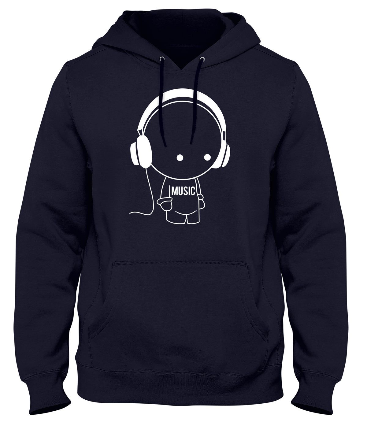 MUSIC CHARACTER WITH HEADPHONES MENS WOMENS LADIES UNISEX FUNNY SLOGAN HOODIE