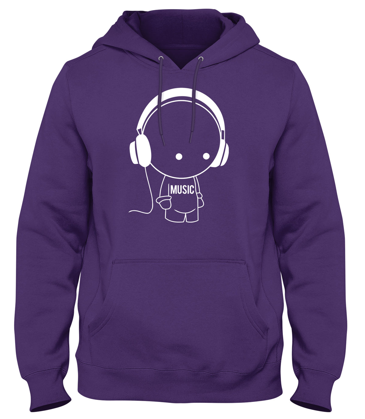 MUSIC CHARACTER WITH HEADPHONES MENS WOMENS LADIES UNISEX FUNNY SLOGAN HOODIE