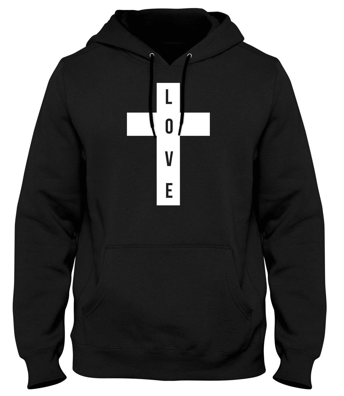 LOVE CROSS MENS WOMENS UNISEX FUNNY HOODIE