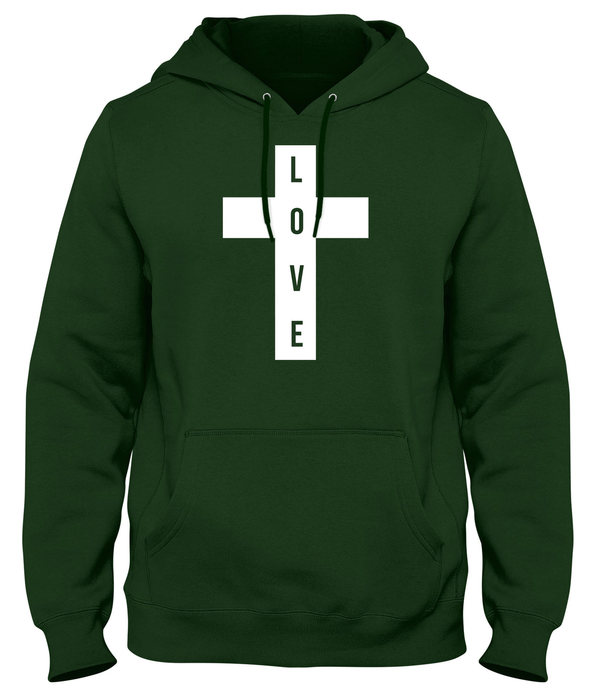 LOVE CROSS MENS WOMENS UNISEX FUNNY HOODIE