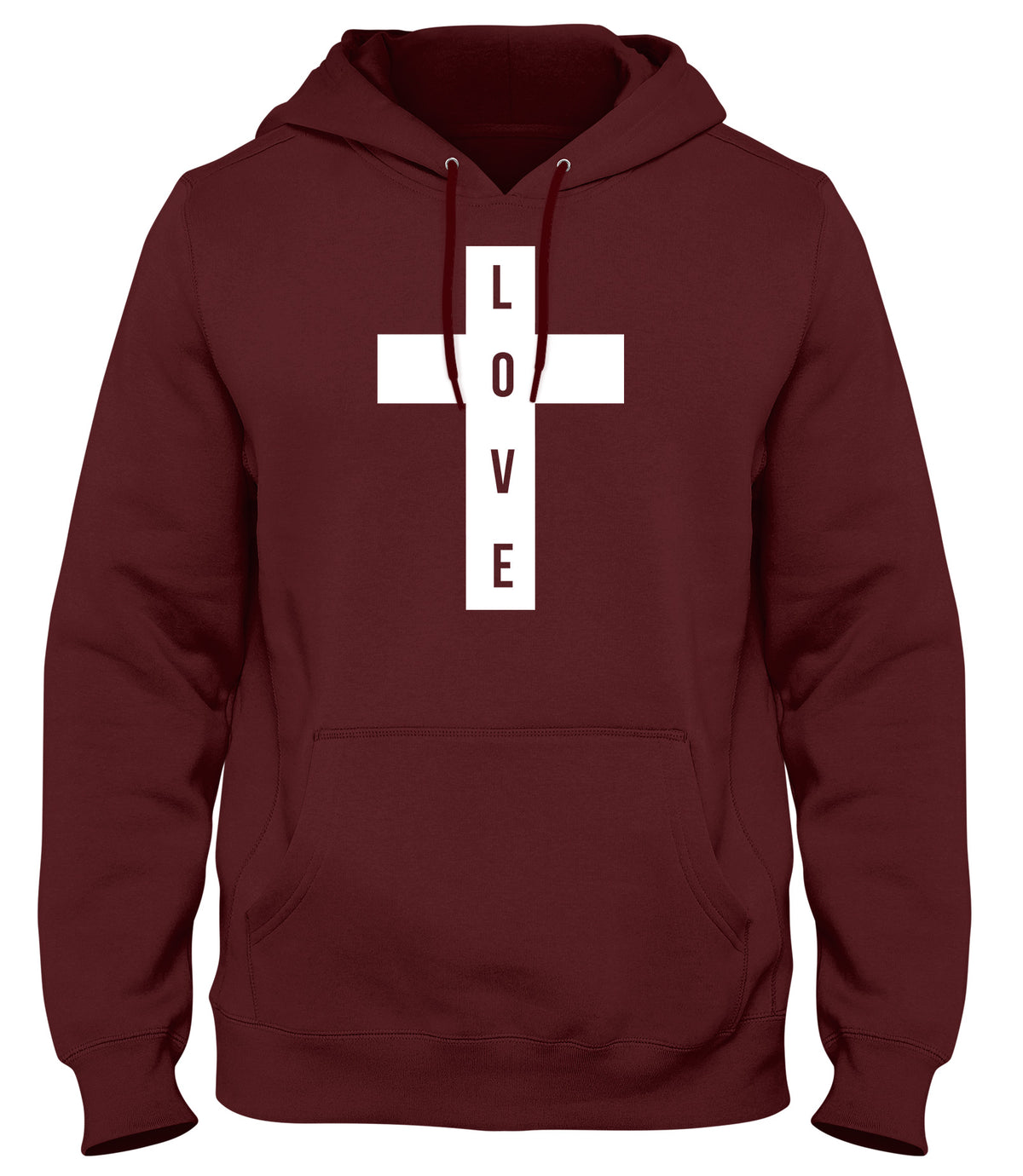 LOVE CROSS MENS WOMENS UNISEX FUNNY HOODIE