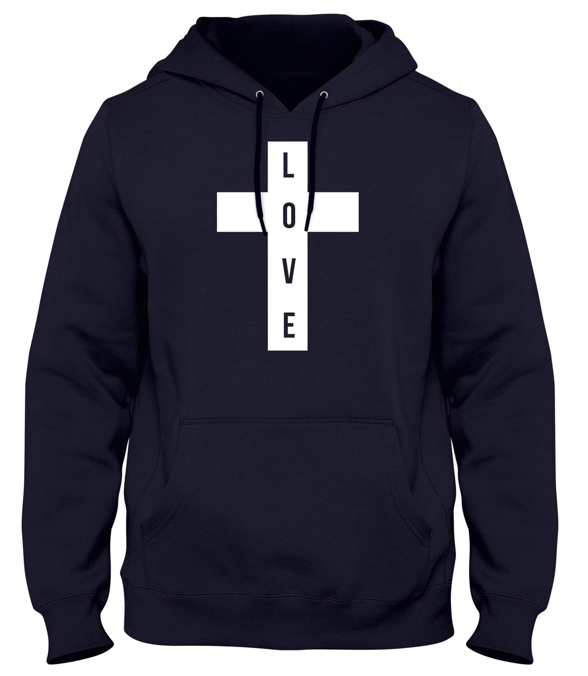 LOVE CROSS MENS WOMENS UNISEX FUNNY HOODIE