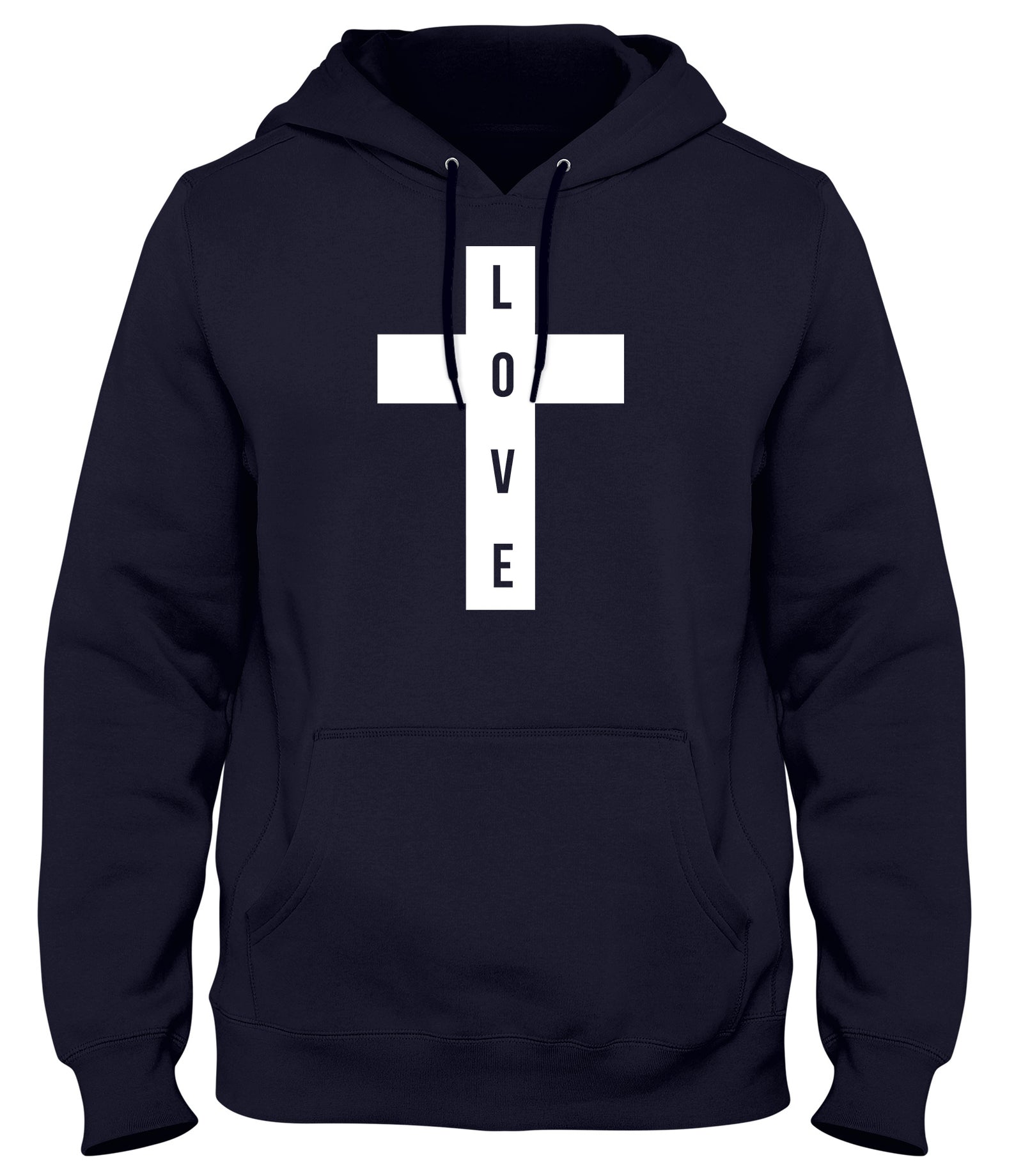 LOVE CROSS MENS WOMENS UNISEX FUNNY HOODIE
