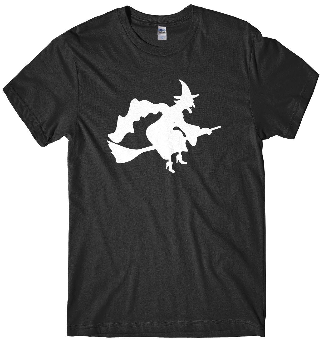 Witch Flying A Broomstick Design Mens Unisex Halloween T-Shirt