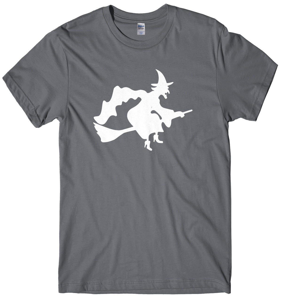 Witch Flying A Broomstick Design Mens Unisex Halloween T-Shirt