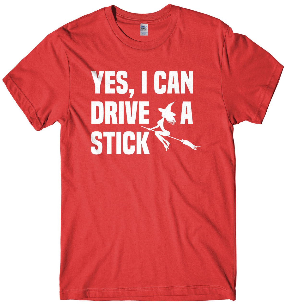 Yes I Can Drive A Stick Broomstick Witch Mens Unisex Halloween T-Shirt