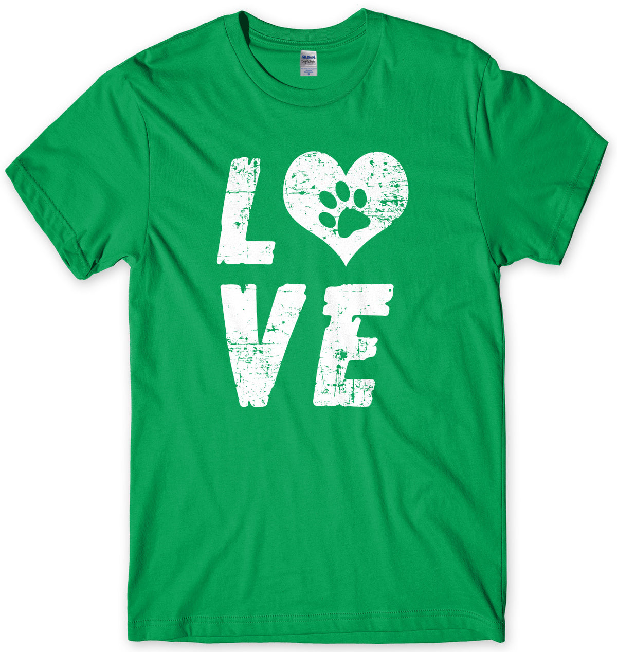 Love Dogs Paw Print Love Heart Mens Unisex T-Shirt