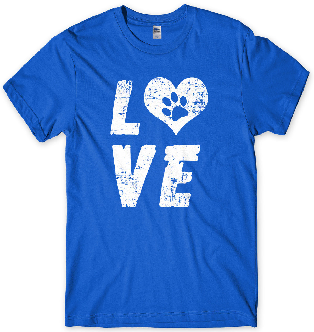 Love Dogs Paw Print Love Heart Mens Unisex T-Shirt