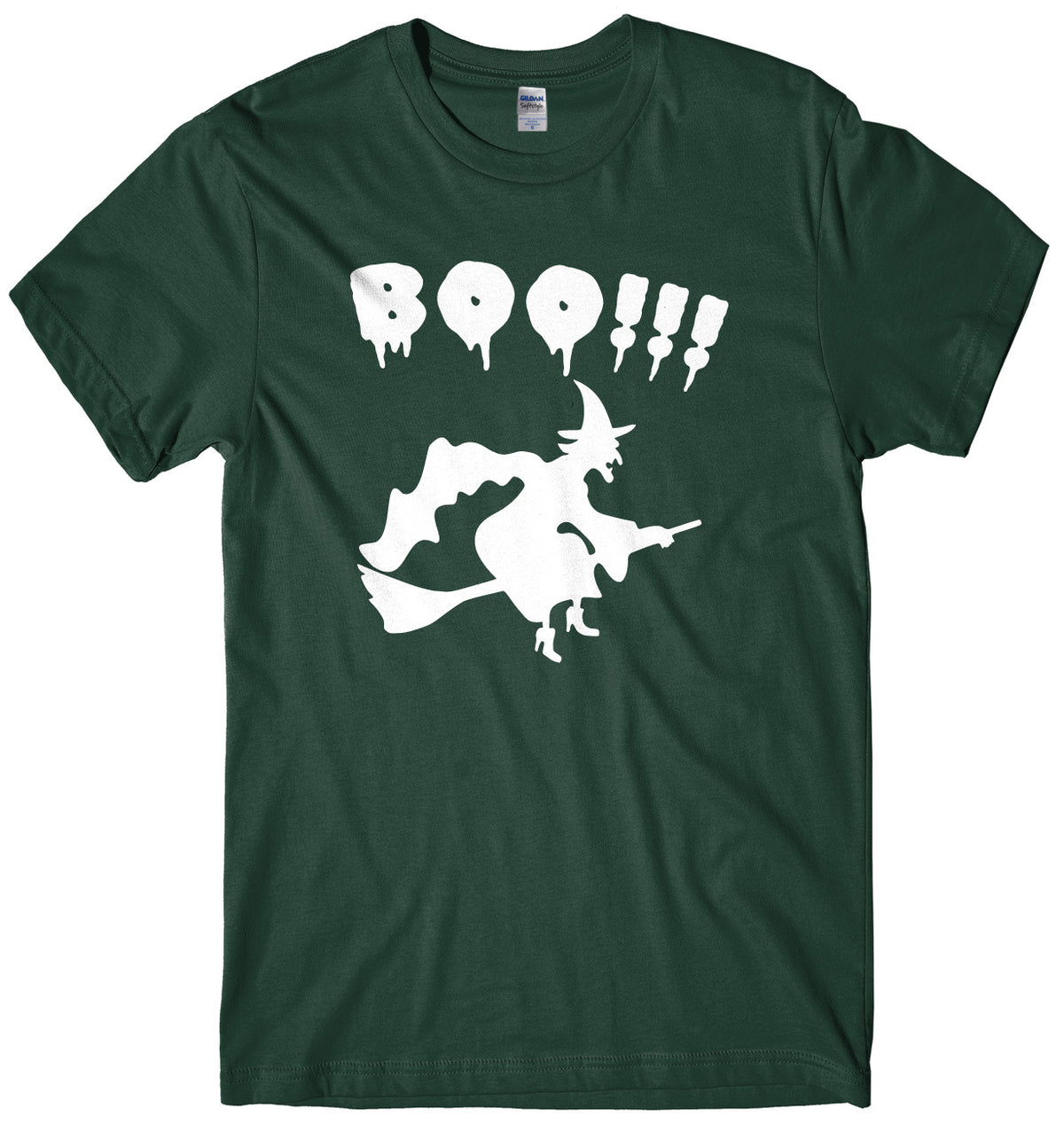 BOO!! Witch Flying A Broomstick Mens Unisex Halloween T-Shirt