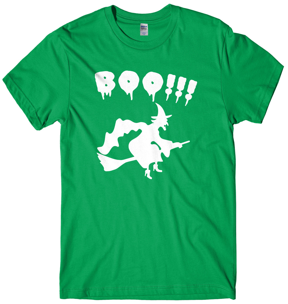 BOO!! Witch Flying A Broomstick Mens Unisex Halloween T-Shirt