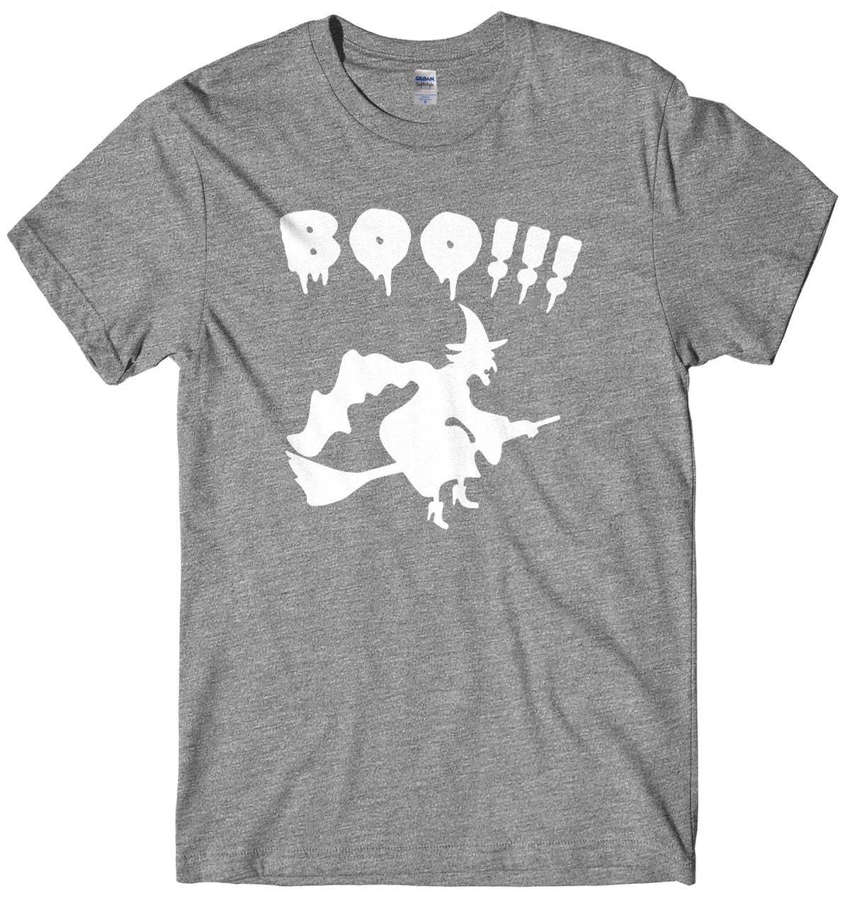 BOO!! Witch Flying A Broomstick Mens Unisex Halloween T-Shirt