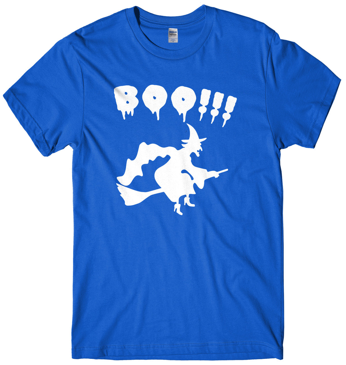 BOO!! Witch Flying A Broomstick Mens Unisex Halloween T-Shirt