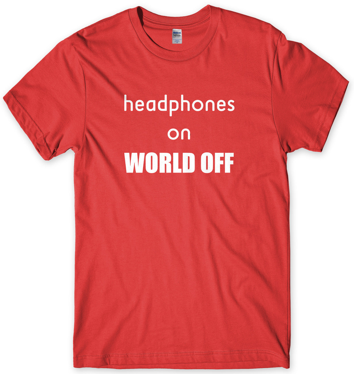 Headphones On World Off Mens Unisex Style T-Shirt